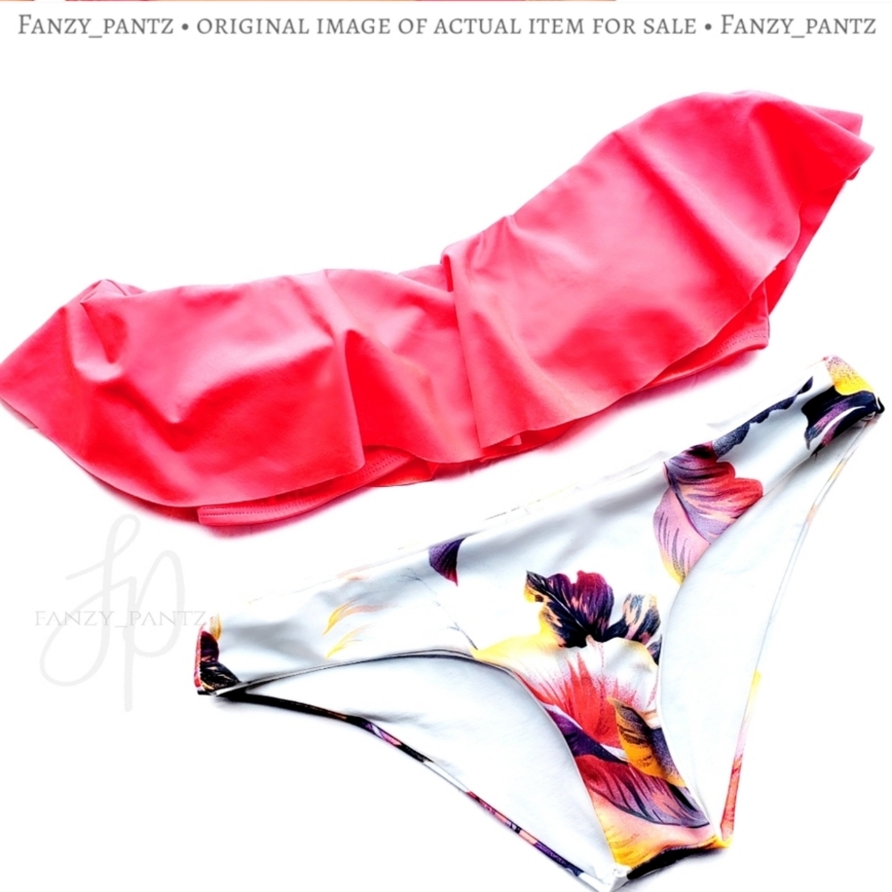 NEW L*space Sandy Bikini Bottom Sunset Palm white - Picture 3 of 6